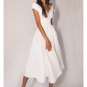 White Midi Dress - Perfect for Rehearsal Dinner or Bridal Shower!